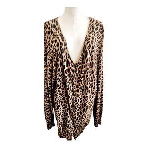 Lane Bryant Leopard Button Closure Cardigan Size 3X